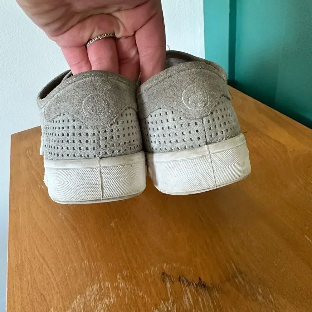 Rag & Bone Women’s Standard Issue Perforated Grey Suede Leather Low Top Sneaker